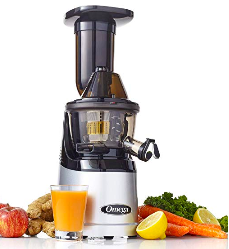 Omega MMV700S MegaMouth Vertical Low Speed Quiet Juicer with Smart Cap Spout Tap